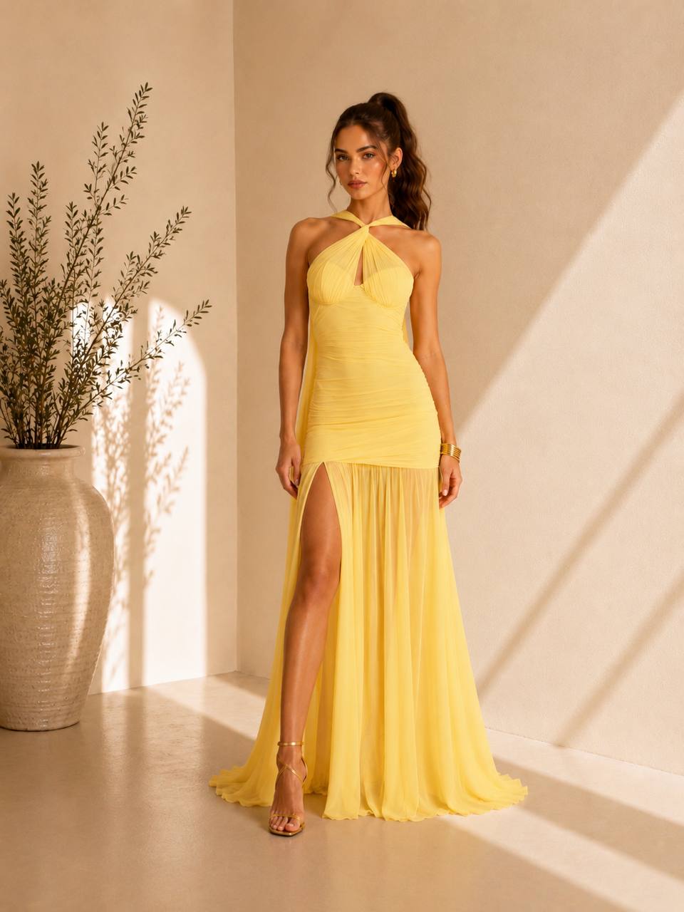 Vestido Aurora Dorada